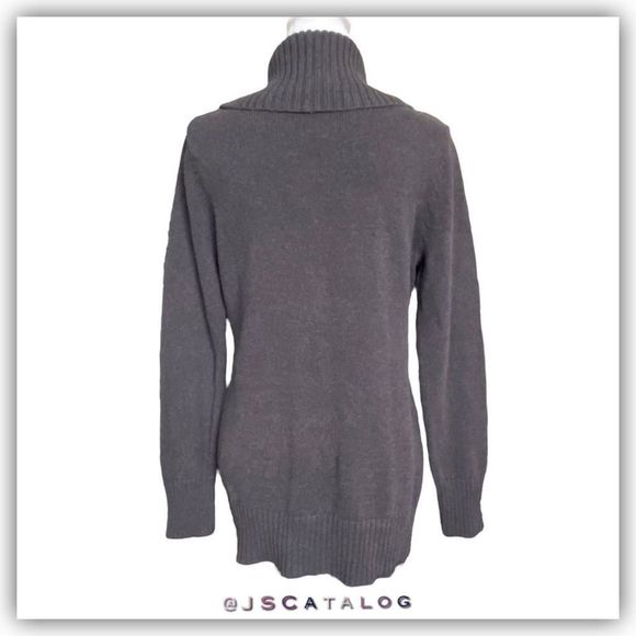 Pria Charcoal Grey Loose Turtleneck Cable Knit Winter Pullover - M - EUC - Picture 2 of 6